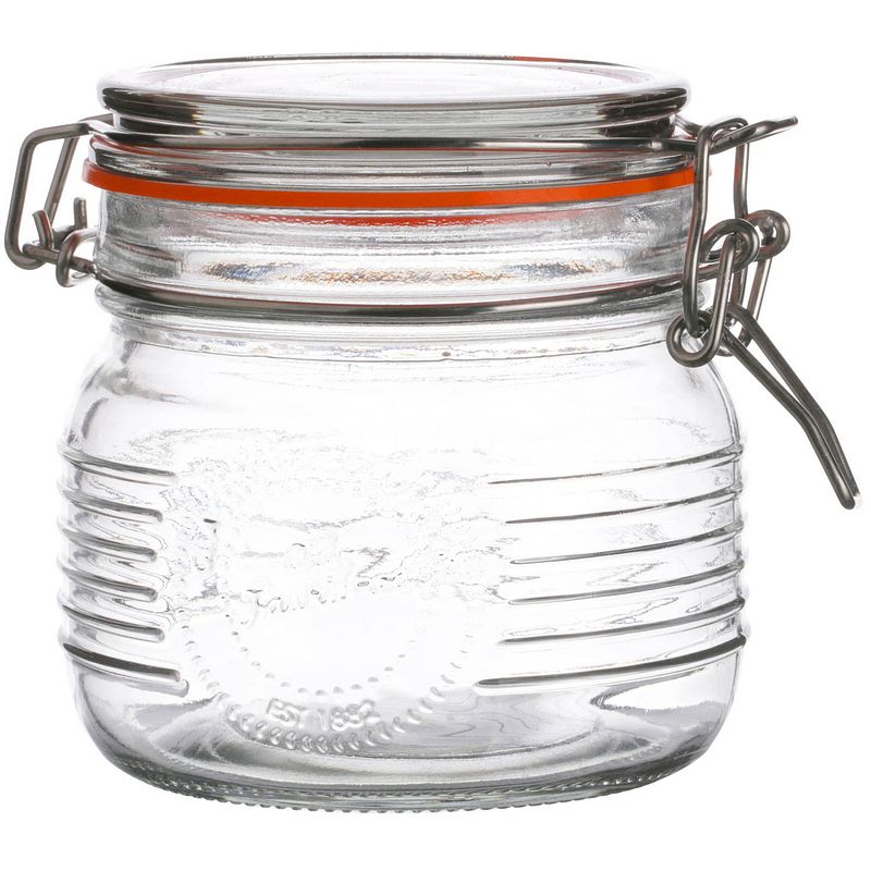 Foto van Urban living weckpot/inmaakpot - 500 ml - glas - met beugelsluiting - d11 x h11 cm - weckpotten