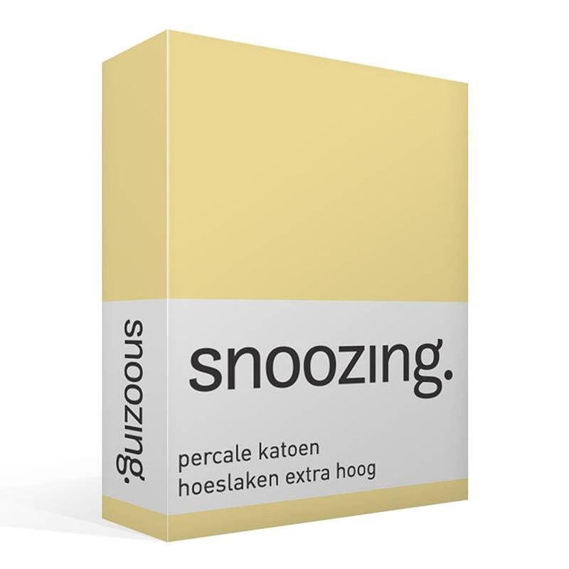 Foto van Snoozing - hoeslaken - percale katoen - extra hoog - 90x220 - geel