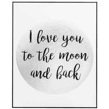 Foto van Schilderij i love you to the moon and back - zwart/wit - 50x40x2 cm - leen bakker