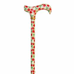 Foto van Classic canes verstelbare wandelstok - aardbei - aluminium - derby handvat - lengte 73 - 95 cm - extra korte stand 63 cm