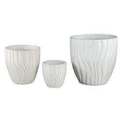 Foto van Ptmd fionaa white ceramic pot wavy structure round sv3