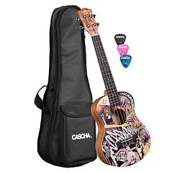 Foto van Cascha hh 2608 art series urban tenor ukelele massief spar bovenblad met gigbag