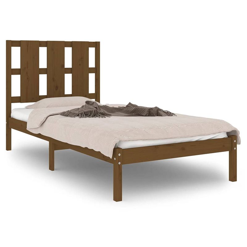 Foto van The living store houten bedframe - modern - slaapkamer - 205.5x95.5x100 cm - massief grenenhout