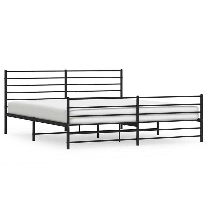 Foto van Vidaxl bedframe met hoofd- en voeteneinde metaal zwart 180x200 cm