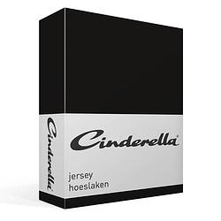 Foto van Cinderella jersey hoeslaken - 100% gebreide jersey katoen - 2-persoons (140x200 cm) - black