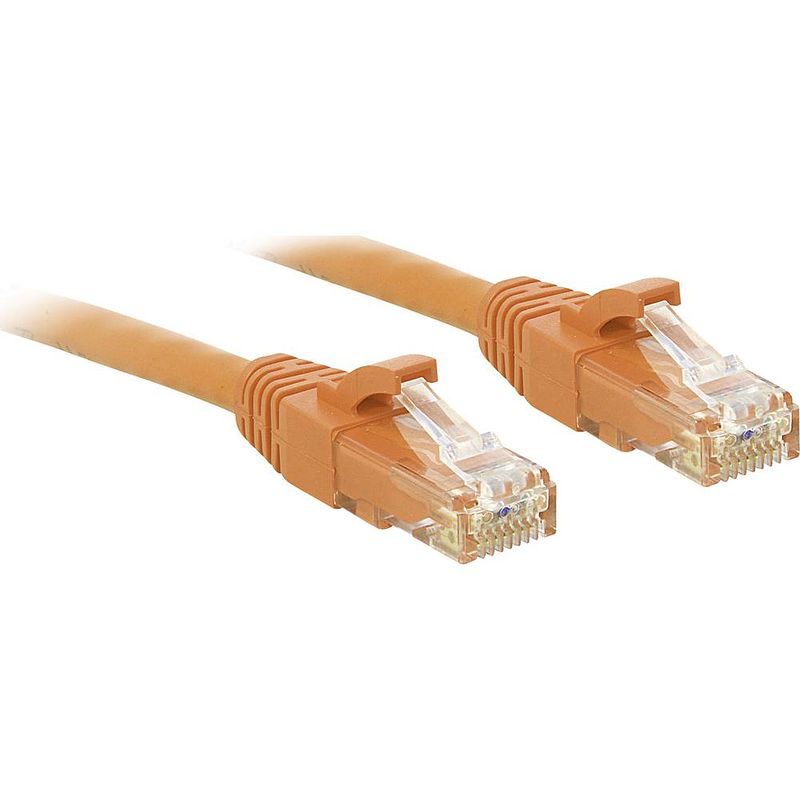 Foto van Lindy 48107 rj45 netwerkkabel, patchkabel cat 6 u/utp 1.00 m oranje snagless 1 stuk(s)