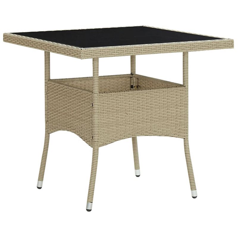 Foto van Vidaxl tuintafel poly rattan en glas beige