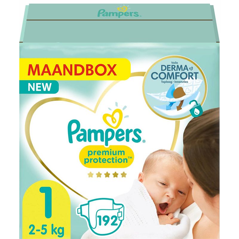 Foto van Pampers - premium protection - maat 1 - maandbox - 192 luiers