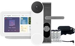 Foto van Google nest doorbell + nest hub + loqed touch smart lock + loqd power kit
