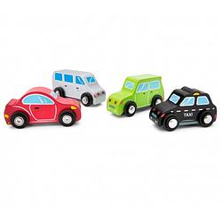 Foto van New classic toys voertuigenset junior hout rood/groen/wit 4-delig