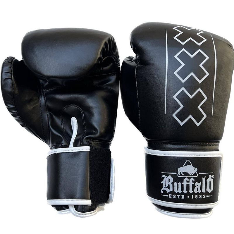 Foto van Buffalo outrage bokshandschoenen zwart met wit 10oz