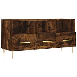 Foto van The living store tv-meubel - gerookt eiken - 102 x 36 x 50 cm - bewerkt hout en ijzer