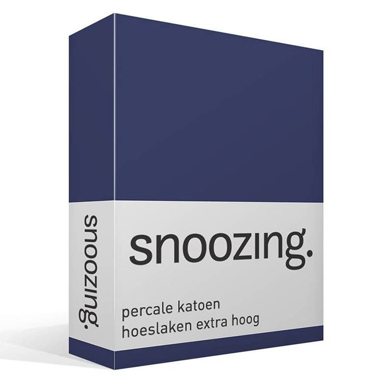 Foto van Snoozing - hoeslaken - percale katoen - extra hoog - 70x200 - navy