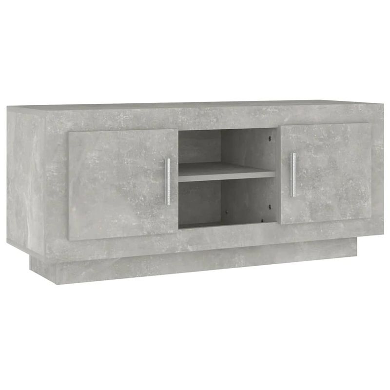 Foto van The living store stereokast betongrijs - 102 x 35 x 45 cm - praktisch hifi-meubel