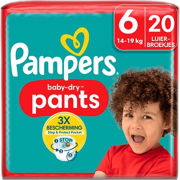 Foto van Pampers babydry pants luierbroekjes maat 6, 20 luiers, 14kg 19kg bij jumbo