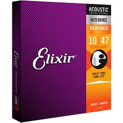 Foto van Elixir 11002 acoustic 80/20 bronze nanoweb extra light 10-47