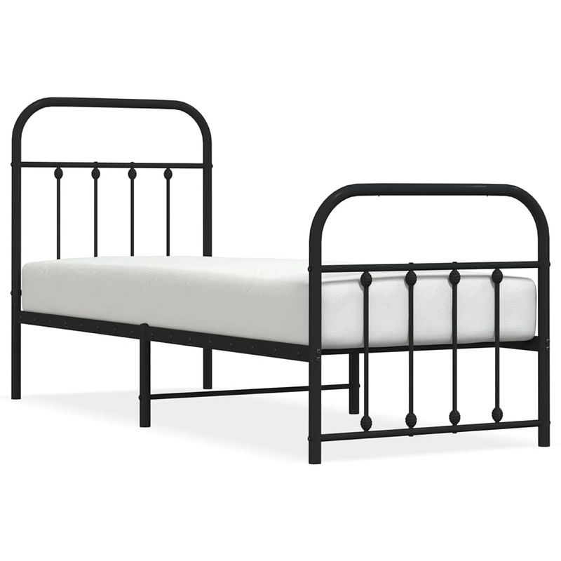 Foto van The living store bedframe classic - metaal - 196x80x100 cm - zwart