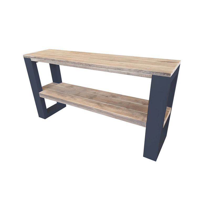 Foto van Wood4you - side table new orleans industrial wood - - antraciet - eettafels 120 cm - bijzettafel