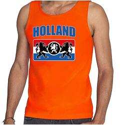 Foto van Oranje fan tanktop / kleding holland met een nederlands wapen ek/ wk voor heren 2xl - feestshirts