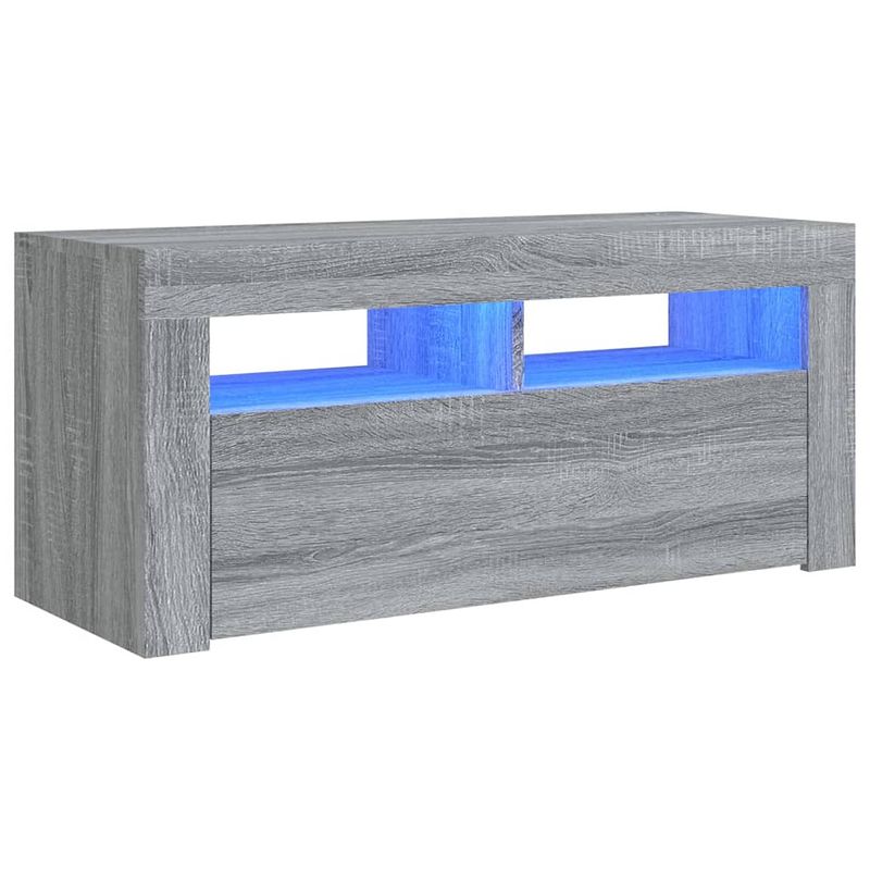 Foto van The living store tv-meubel - sonoma eiken - 90x35x40 cm - met rgb led-verlichting