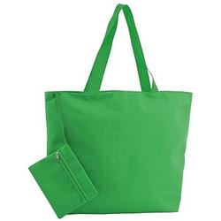 Foto van Polyester groene shopper/boodschappen tas 47 cm - boodschappentassen