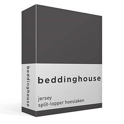 Foto van Beddinghouse jersey split-topper hoeslaken - 100% gebreide jersey katoen - 2-persoons (140x200/220 cm) - anthracite