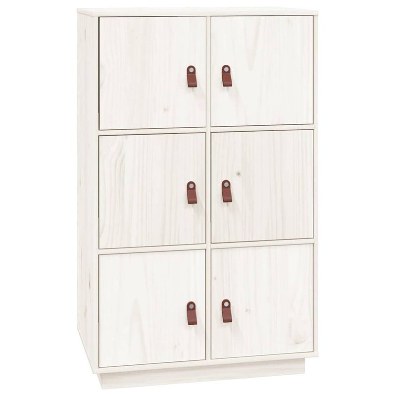 Foto van Vidaxl hoge kast 67x40x108,5 cm massief grenenhout wit