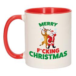 Foto van Merry fucking christmas foute kerst cadeau mok - rood - bekers