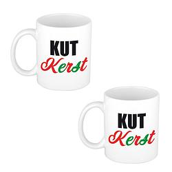 Foto van 2x stuks kutkerst koffiemok / theebeker kerstmis 300 ml - bekers