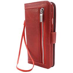 Foto van Hem boekhoesje met rits - geschikt voor iphone 14/15 - rode wallet - book case - boekhoesje - telefoonhoesje