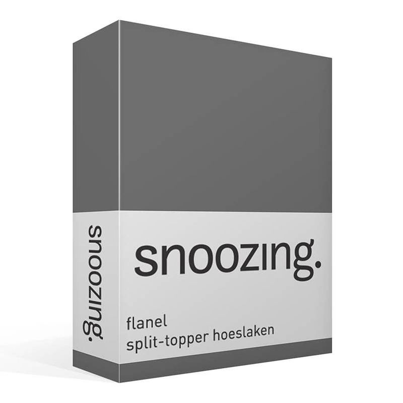 Foto van Snoozing - flanel - split-topper - hoeslaken - 180x210/220 cm - antraciet