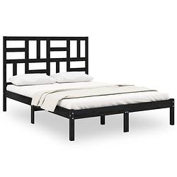 Foto van The living store bedframe - grenenhout - 120 x 200 cm - zwart