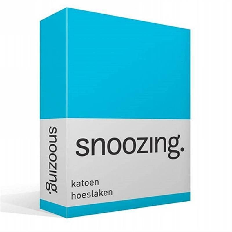 Foto van Snoozing - katoen - hoeslaken - 200x200 - turquoise