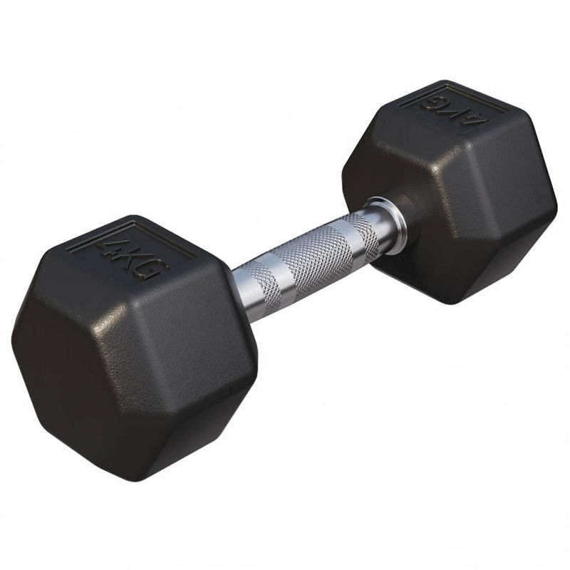 Foto van Gorilla sports dumbell - 4 kg - gietijzer (rubber coating) - hexagon