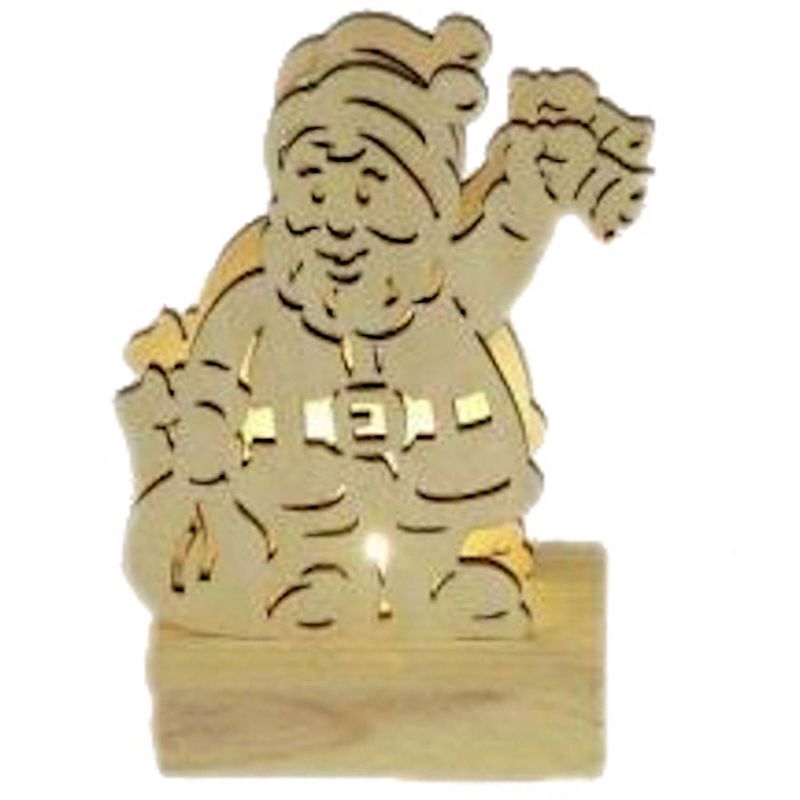 Foto van Peha kerstfiguur kerstman led 10 x 8 x 4,2 cm hout naturel