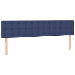 Foto van The living store hoofdbord - blauw - 200 x 5 x 78/88 cm - stof - houten poten - verstelbare hoogte