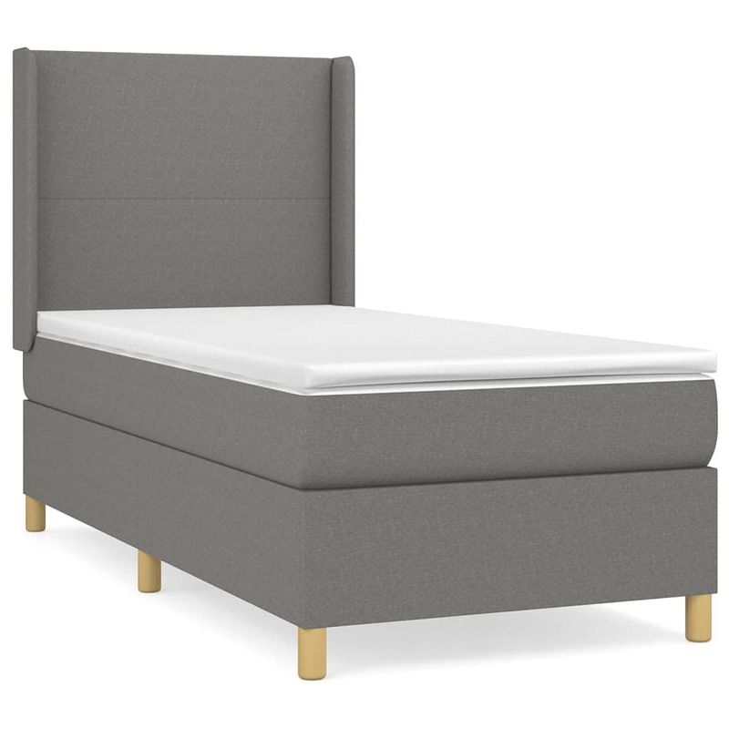 Foto van The living store boxspringbed - donkergrijs - 203 x 103 x 118/128 cm - pocketvering - middelharde ondersteuning -