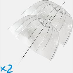 Foto van 2x transparante koepelparaplu 75 cm - doorzichtige paraplu - trouwparaplu - bruidsparaplu - stijlvol - plastic - automat