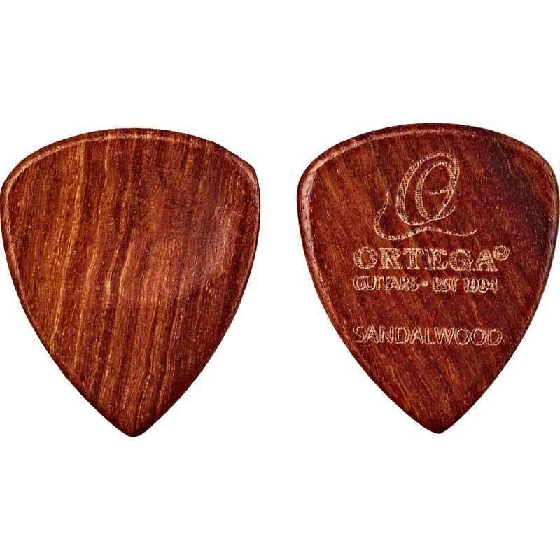 Foto van Ortega ogpw-sw2 wooden picks standard sandalwood 2.50 mm plectrumset (2 stuks)