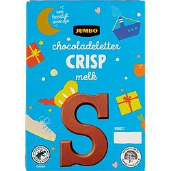 Foto van Jumbo chocoladeletter crisp melk s 65g