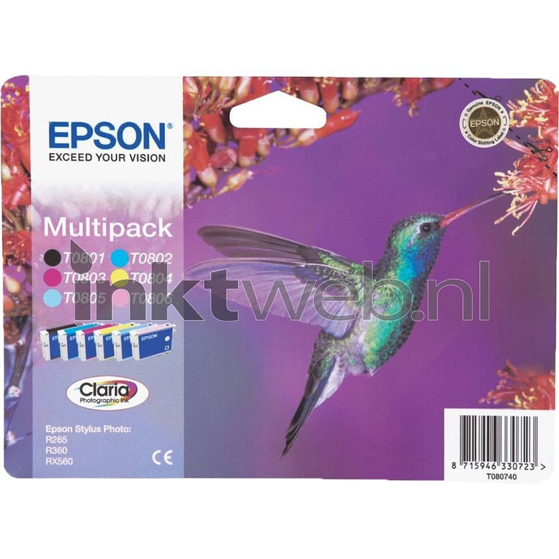 Foto van Epson t0807 multipack zwart en kleur cartridge