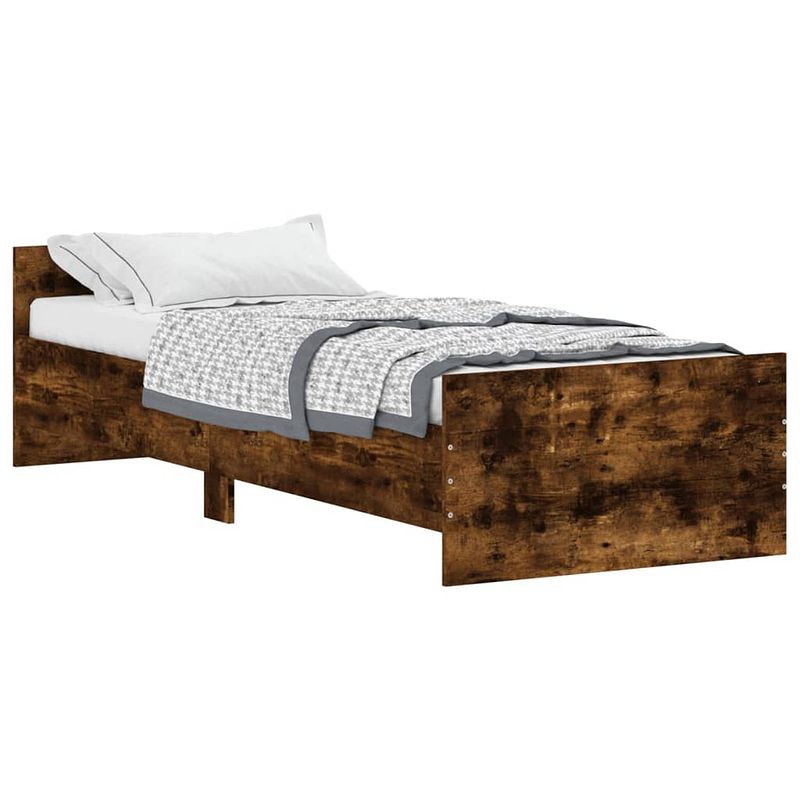 Foto van Vidaxl bedframe bewerkt hout gerookt eikenkleur 75x190 cm small single