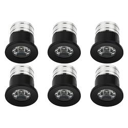 Foto van Led veranda spot verlichting 6 pack - 3w - natuurlijk wit 4000k - inbouw - dimbaar - rond - mat zwart - aluminium -