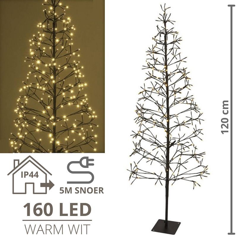 Foto van Lichtboom - lichttakken - led boom - kerstverlichting - lichttak - kerstversiering - kerst - 120 cm - 160 led'ss - war...