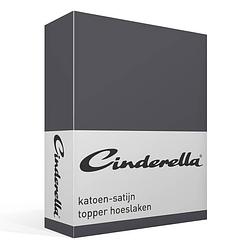 Foto van Cinderella katoen-satijn topper hoeslaken - 100% katoen-satijn - 2-persoons (120x200 cm) - anthracite