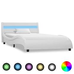 Foto van Vidaxl bedframe met led kunstleer wit 100x200 cm