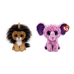 Foto van Ty - knuffel - beanie boo's - ramsey lion & eva elephant