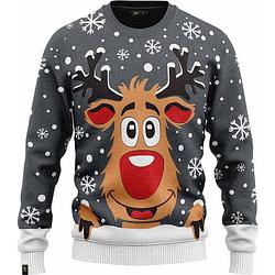 Foto van Jap foute kersttrui - rudolf het rendier - kerstcadeau -dames en heren - kerst - 3xl - grijs