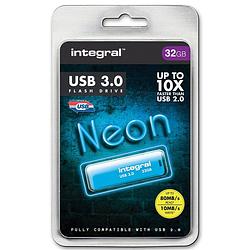 Foto van Integral neon usb 3.0 stick, 32 gb, blauw