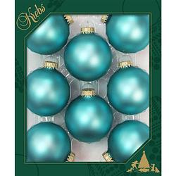 Foto van 8x stuks glazen kerstballen 7 cm spa velvet blauw - kerstbal